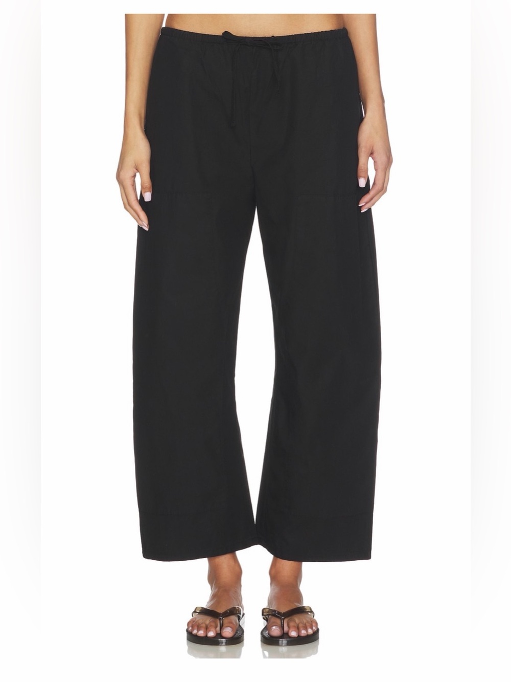 LESET Black Wide-Leg High-Rise Trousers